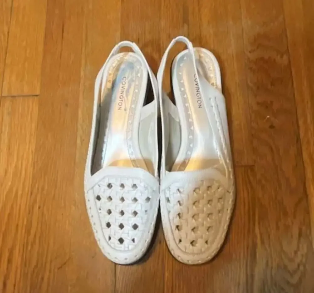 Covington White Woven Slingback Flats